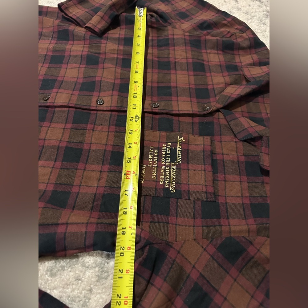 Evermore "I Almost Jumped In" flannel pajama top button up Taylor Swift Top only - Picture 5 of 12